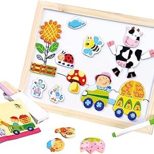 Wooden Magnetic Puzzle Drawing Board, Educational Learning Game