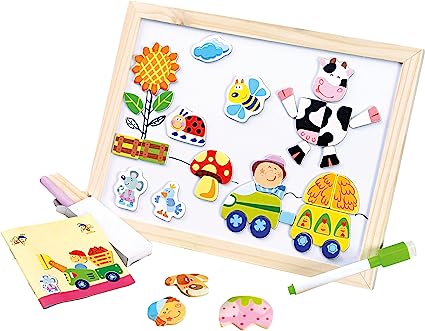 Wooden Magnetic Puzzle Drawing Board, Educational Learning Game