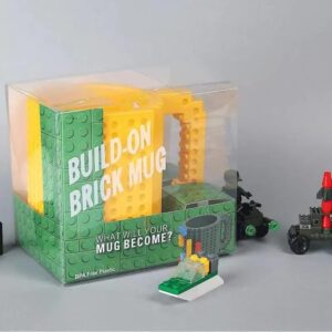 Build-On Brick Mug | Creative DIY Block Coffee Cup | Gifts for Kids & Adults | Pen Pencil Organizer | 420ml Cool Cylinder Mug with 1pack of Random Blocks :- 240