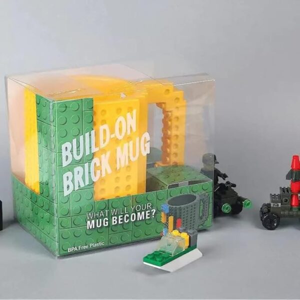 Build-On Brick Mug | Creative DIY Block Coffee Cup | Gifts for Kids & Adults | Pen Pencil Organizer | 420ml Cool Cylinder Mug with 1pack of Random Blocks :- 240
